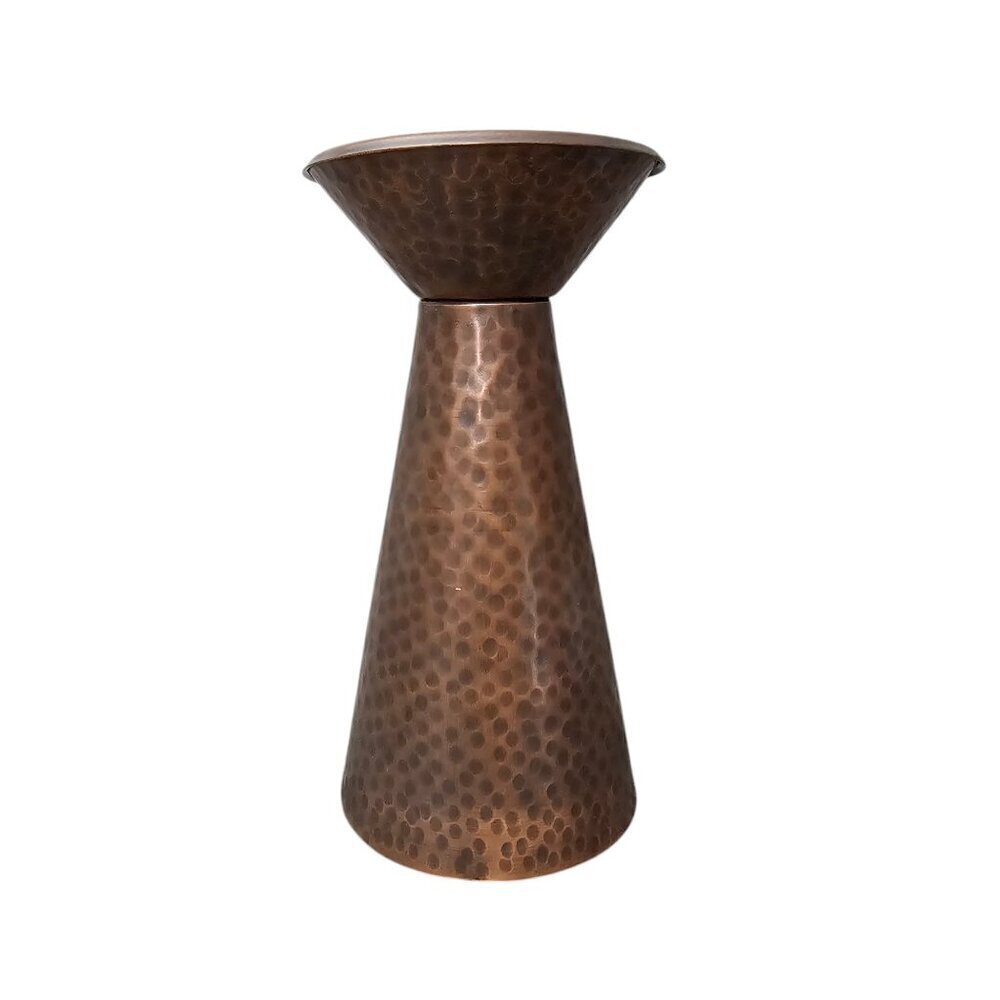 Matte Finish Copper Hammered Pedestal Pillar Candle Holder